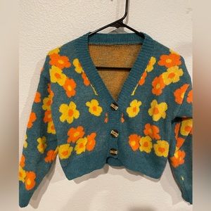 Cropped Floral Cardigan Size S